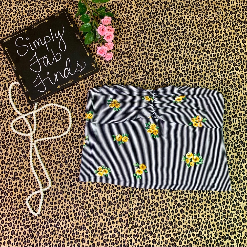 Polly & Esther | Striped Floral Tube Top